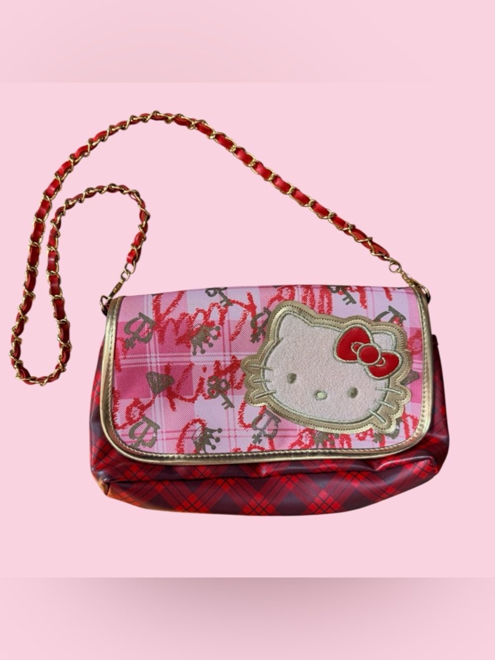 Hello Kitty plaid crossbody bag